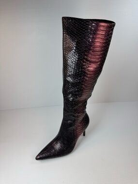 🔥 Azalea Wang Cherice Purple Snake Print Knee High Boots 🔥